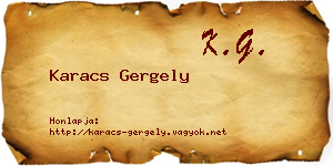 Karacs Gergely névjegykártya